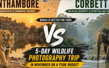 Compare Corbett and Ranthambore for a 5 day Wildlife Photography Trip in November on a 50k Budget